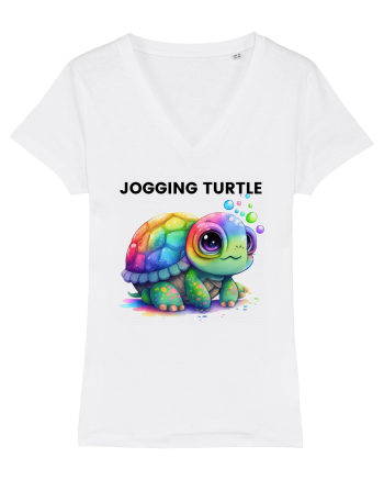 Broasca testoasa pictata in acuarela cu mesajul Jogging Turtle White