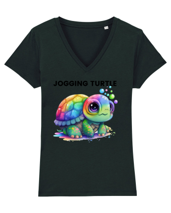 Broasca testoasa pictata in acuarela cu mesajul Jogging Turtle Black