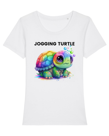 Broasca testoasa pictata in acuarela cu mesajul Jogging Turtle White