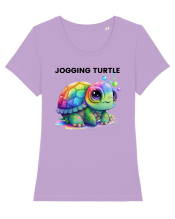 Broasca testoasa pictata in acuarela cu mesajul Jogging Turtle Lavender Dawn