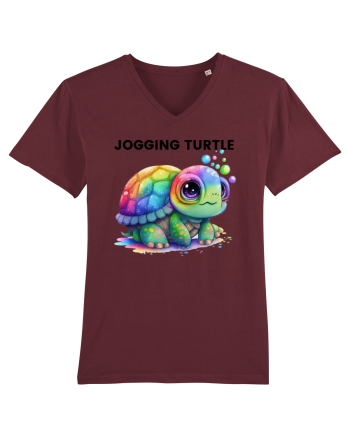Broasca testoasa pictata in acuarela cu mesajul Jogging Turtle Burgundy