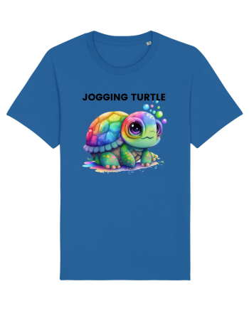 Broasca testoasa pictata in acuarela cu mesajul Jogging Turtle Royal Blue