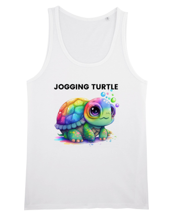 Broasca testoasa pictata in acuarela cu mesajul Jogging Turtle White