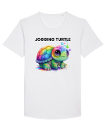Broasca testoasa pictata in acuarela cu mesajul Jogging Turtle Tricou mânecă scurtă guler larg Bărbat Skater