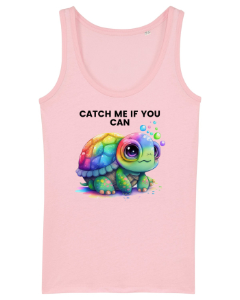 Broasca testoasa pictata in acuarela cu mesajul Catch Me If You Can Cotton Pink