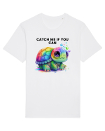 Broasca testoasa pictata in acuarela cu mesajul Catch Me If You Can Tricou mânecă scurtă Unisex Rocker