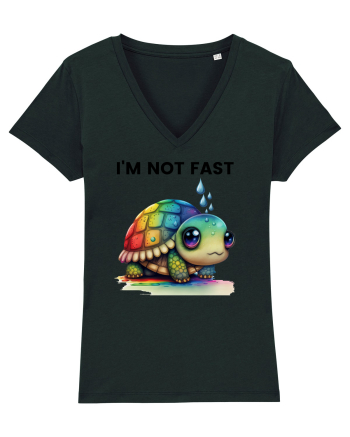 Broasca testoasa pictata in acuarela cu mesajul I'm not fast Black