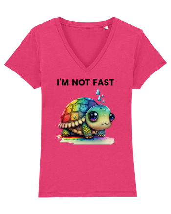 Broasca testoasa pictata in acuarela cu mesajul I'm not fast Raspberry