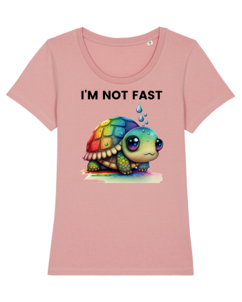 Broasca testoasa pictata in acuarela cu mesajul I'm not fast Canyon Pink