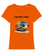 Broasca testoasa pictata in acuarela cu mesajul I'm not fast Tricou mânecă scurtă guler larg fitted Damă Expresser