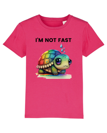 Broasca testoasa pictata in acuarela cu mesajul I'm not fast Raspberry