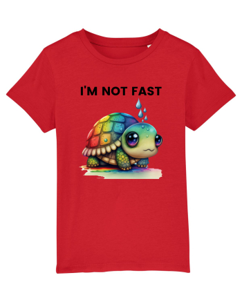 Broasca testoasa pictata in acuarela cu mesajul I'm not fast Red