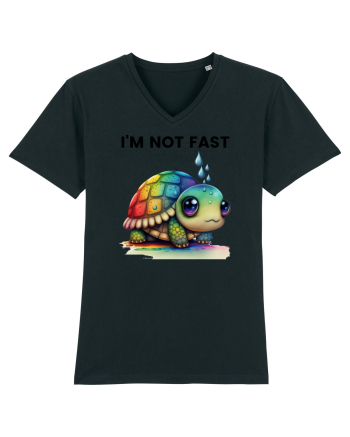 Broasca testoasa pictata in acuarela cu mesajul I'm not fast Black