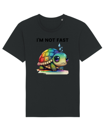 Broasca testoasa pictata in acuarela cu mesajul I'm not fast Black