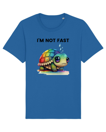 Broasca testoasa pictata in acuarela cu mesajul I'm not fast Royal Blue