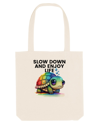 Broasca testoasa pictata in acuarela cu mesajul  Slow Down and Enjoy Life Natural