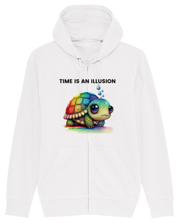 Broasca testoasa pictata in acuarela cu mesajul  Time is an Illusion White