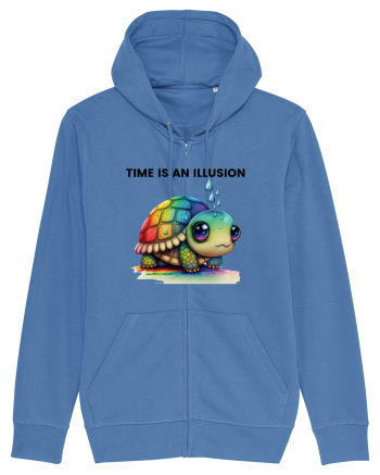 Broasca testoasa pictata in acuarela cu mesajul  Time is an Illusion Bright Blue