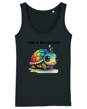 Broasca testoasa pictata in acuarela cu mesajul  Time is an Illusion Black