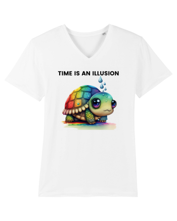 Broasca testoasa pictata in acuarela cu mesajul  Time is an Illusion White
