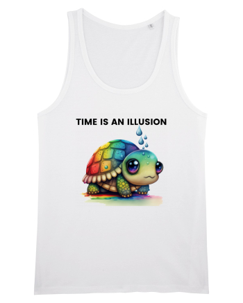 Broasca testoasa pictata in acuarela cu mesajul  Time is an Illusion White