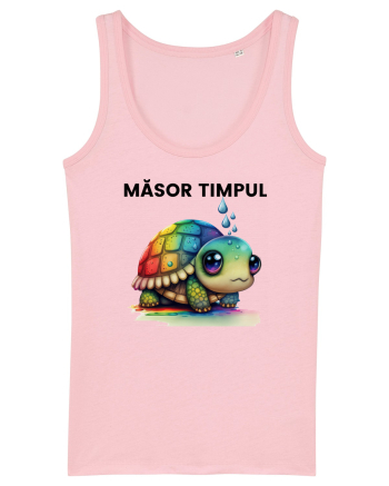 Broasca testoasa pictata in acuarela cu mesajul  Masor Timpul Cotton Pink