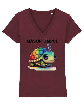 Broasca testoasa pictata in acuarela cu mesajul  Masor Timpul Burgundy