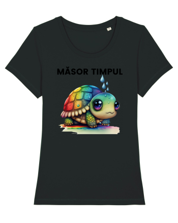 Broasca testoasa pictata in acuarela cu mesajul  Masor Timpul Black