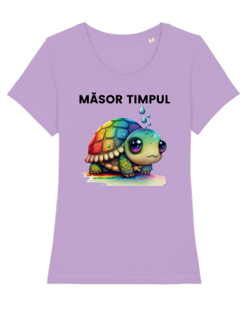 Broasca testoasa pictata in acuarela cu mesajul  Masor Timpul Lavender Dawn