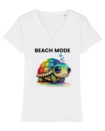 Broasca testoasa pictata in acuarela cu mesajul  Beach Mode White