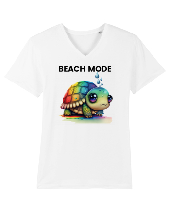 Broasca testoasa pictata in acuarela cu mesajul  Beach Mode White