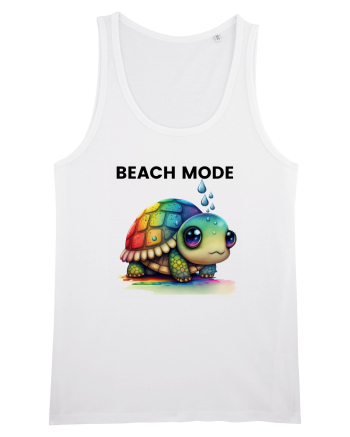 Broasca testoasa pictata in acuarela cu mesajul  Beach Mode White