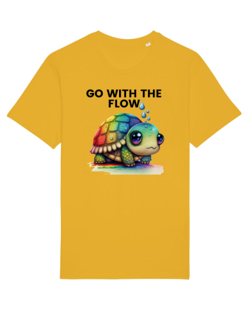 Broasca testoasa pictata in acuarela cu mesajul  Go with the Flow Spectra Yellow