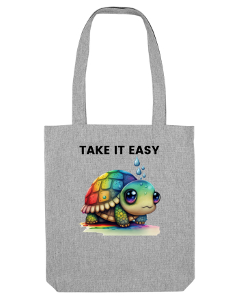 Broasca testoasa pictata in acuarela cu mesajul  Take it Easy Heather Grey
