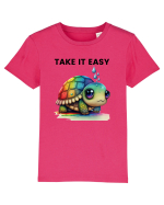 Broasca testoasa pictata in acuarela cu mesajul  Take it Easy Tricou mânecă scurtă  Copii Mini Creator