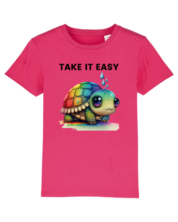 Broasca testoasa pictata in acuarela cu mesajul  Take it Easy Raspberry