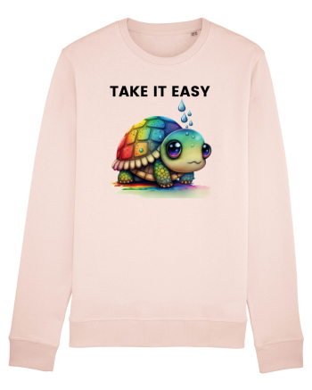 Broasca testoasa pictata in acuarela cu mesajul  Take it Easy Candy Pink