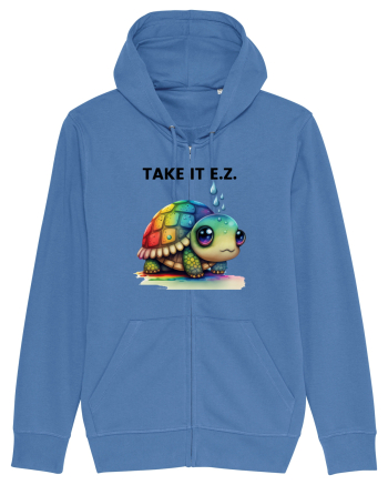 Broasca testoasa pictata in acuarela cu mesajul  Take it E.Z. Bright Blue