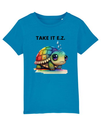 Broasca testoasa pictata in acuarela cu mesajul  Take it E.Z. Azur