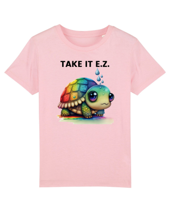 Broasca testoasa pictata in acuarela cu mesajul  Take it E.Z. Cotton Pink