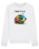 Broasca testoasa pictata in acuarela cu mesajul  Take it E.Z. Bluză mânecă lungă Unisex Rise