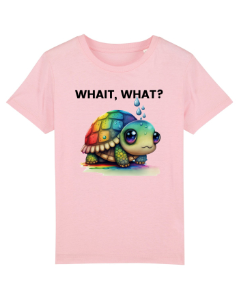 Broasca testoasa pictata in acuarela cu mesajul Wait, What? Cotton Pink