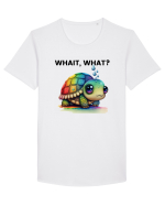 Broasca testoasa pictata in acuarela cu mesajul Wait, What? Tricou mânecă scurtă guler larg Bărbat Skater