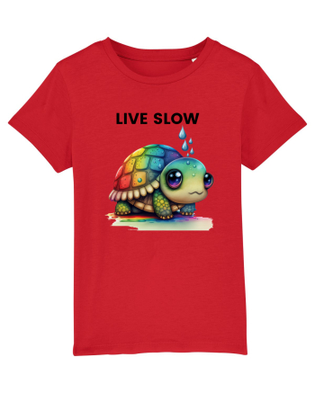 Broasca testoasa pictata in acuarela cu mesajul Live Slow Red