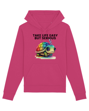 Broasca testoasa pictata in acuarela cu mesajul Take Life Easy but Serious Raspberry