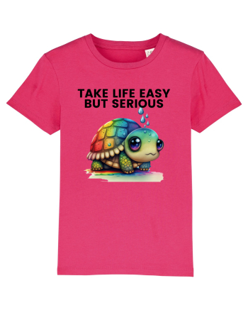 Broasca testoasa pictata in acuarela cu mesajul Take Life Easy but Serious Raspberry