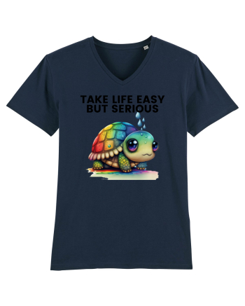 Broasca testoasa pictata in acuarela cu mesajul Take Life Easy but Serious French Navy