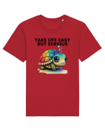 Broasca testoasa pictata in acuarela cu mesajul Take Life Easy but Serious Tricou mânecă scurtă Unisex Rocker