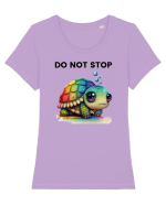 Broasca testoasa pictata in acuarela cu mesajul Do Not Stop Tricou mânecă scurtă guler larg fitted Damă Expresser