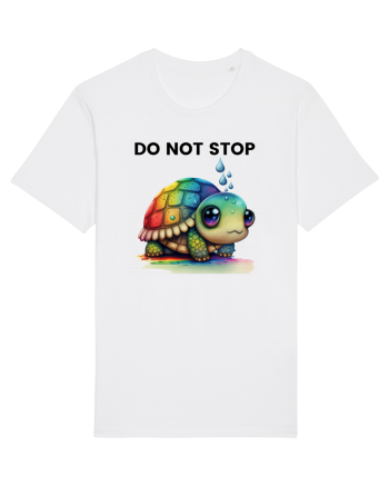 Broasca testoasa pictata in acuarela cu mesajul Do Not Stop White